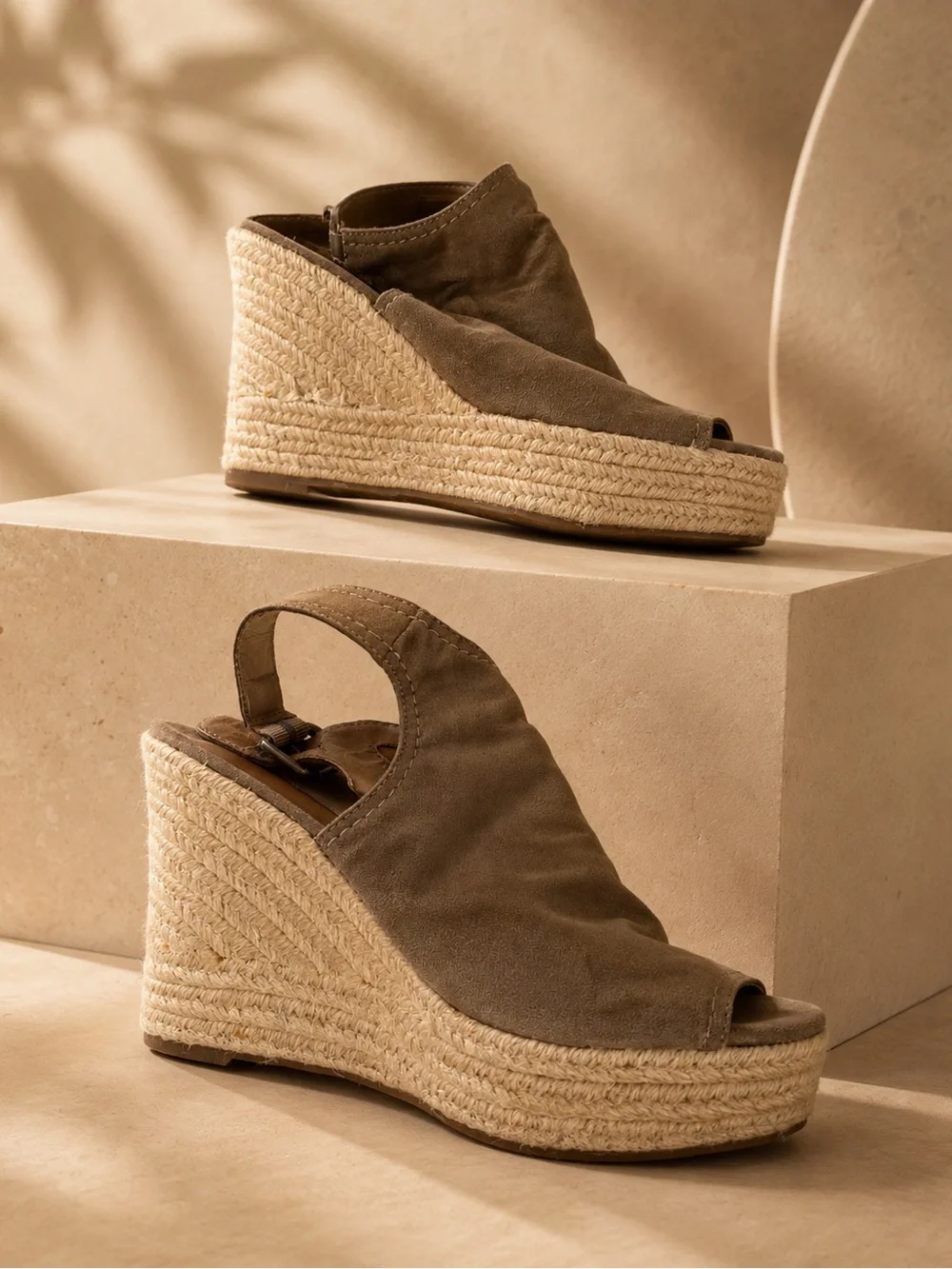 Universal Thread Taupe Espadrille Wedge Sandals Boho Size 7.5